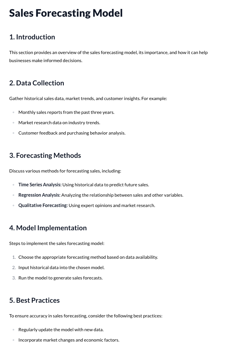 Sales Forecasting Model