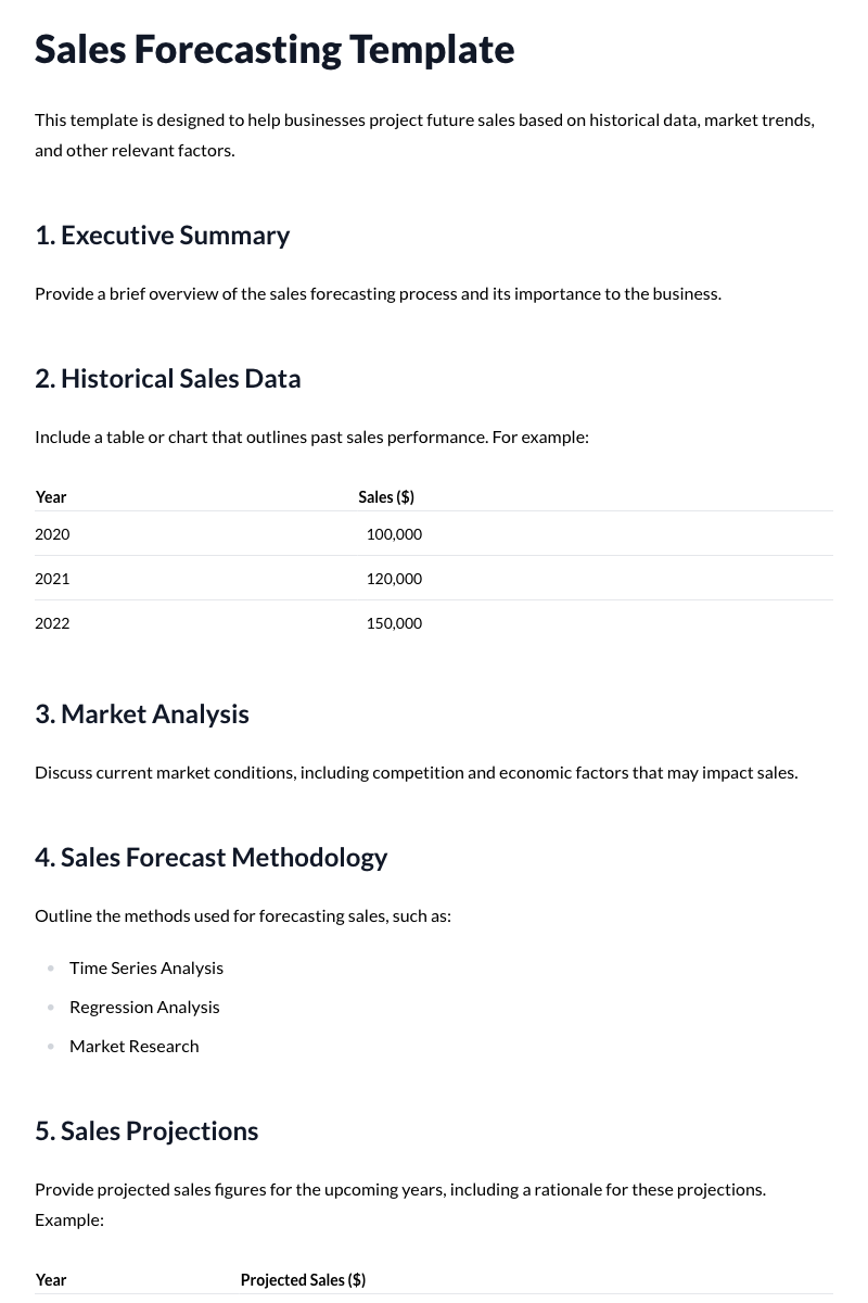 Sales Forecasting Template