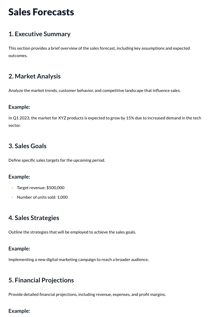 Sales Forecasts