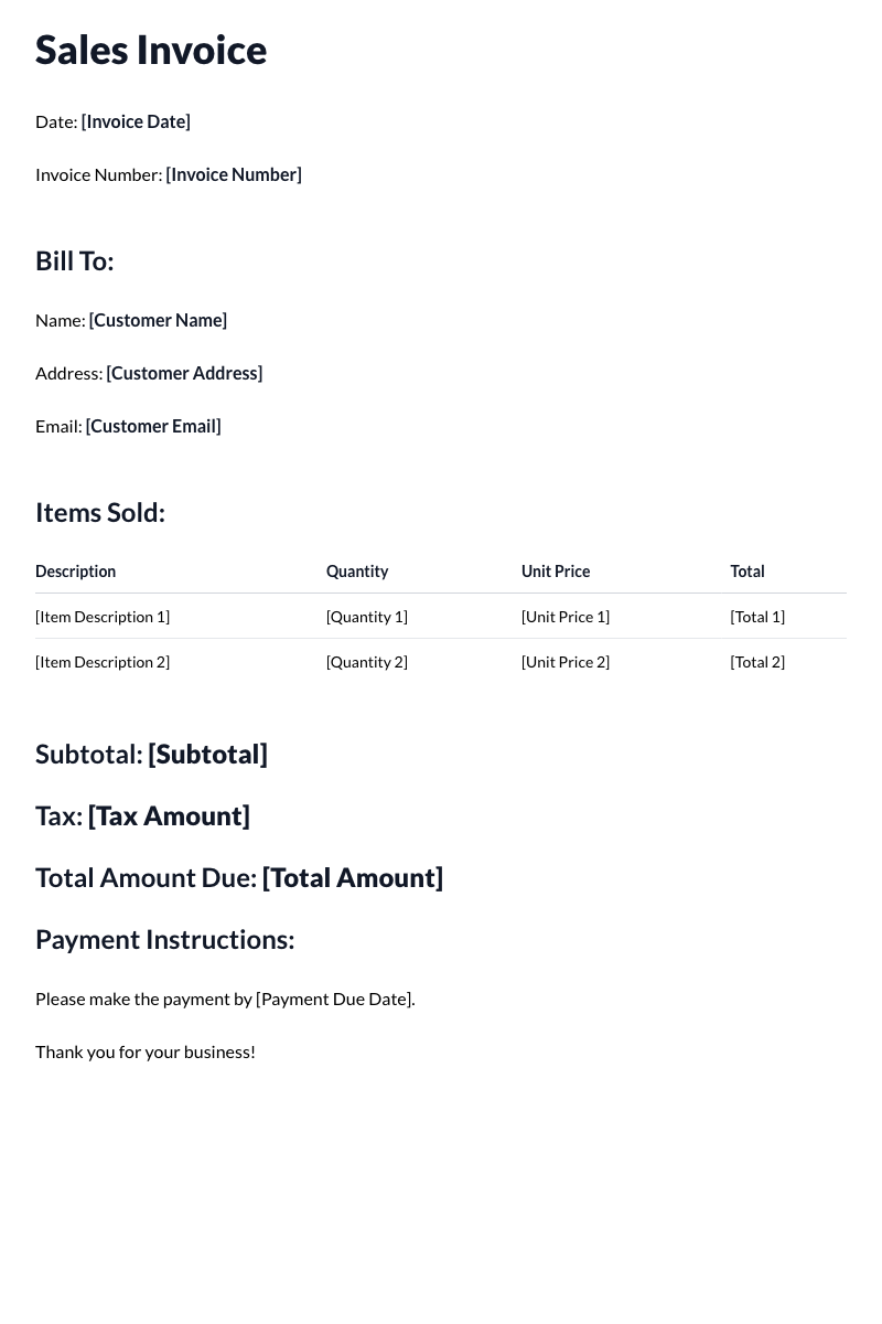 Sales Invoice Template