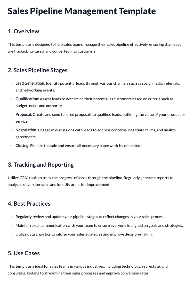 Sales Pipeline Management Template