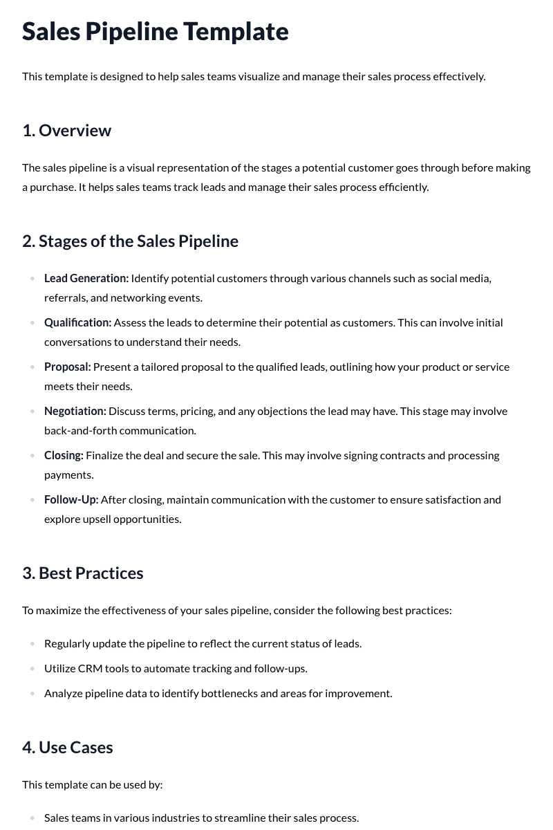 Sales Pipeline Template