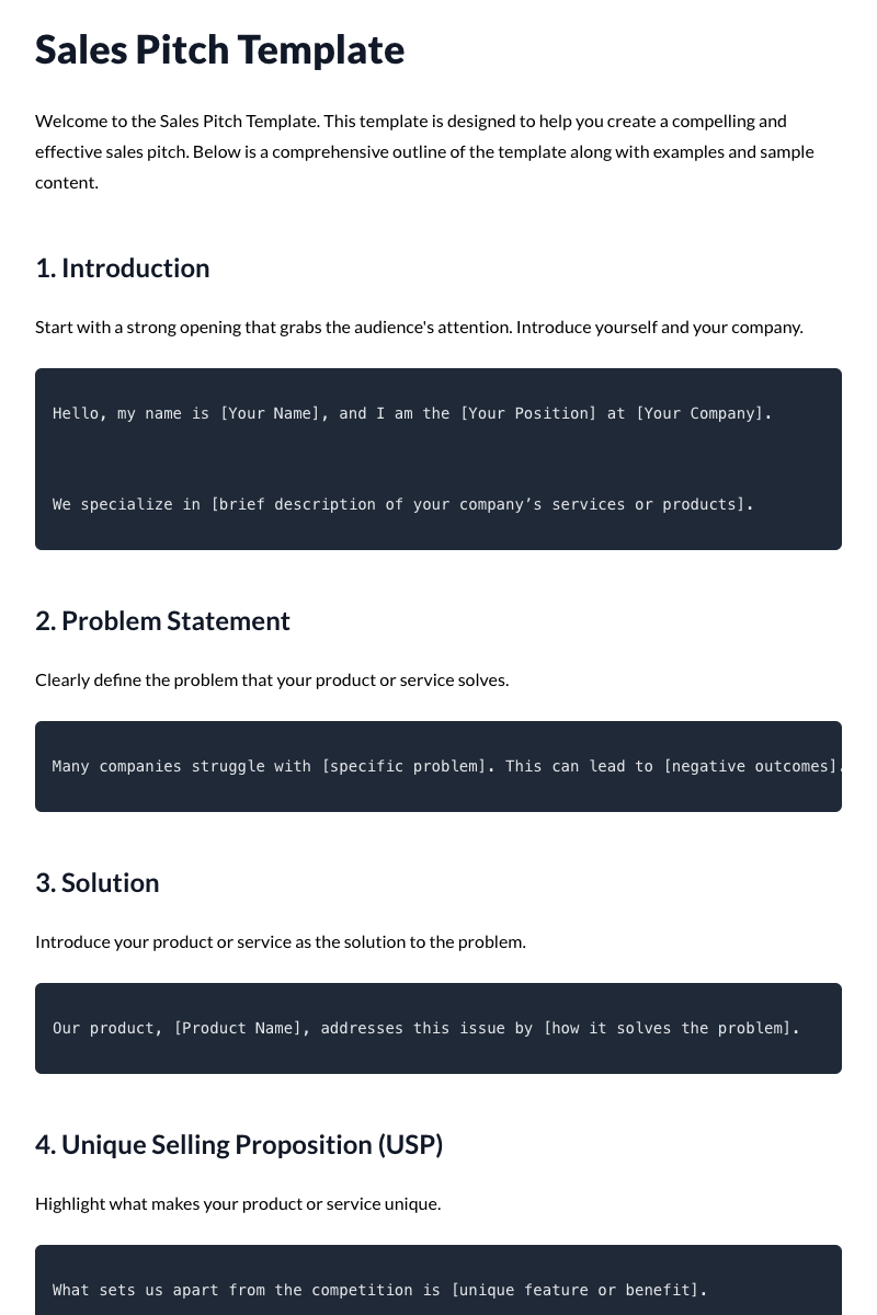 Sales Pitch Template