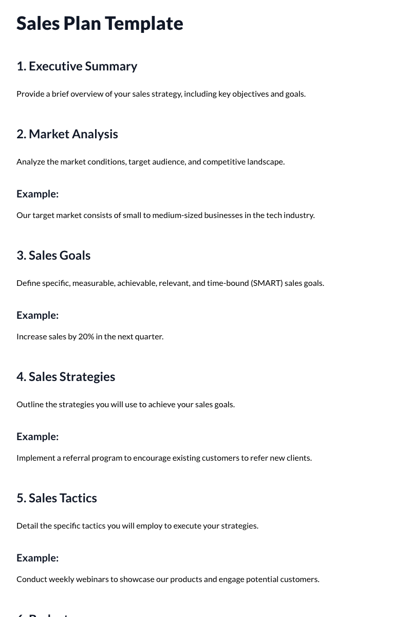 Sales Plan Template