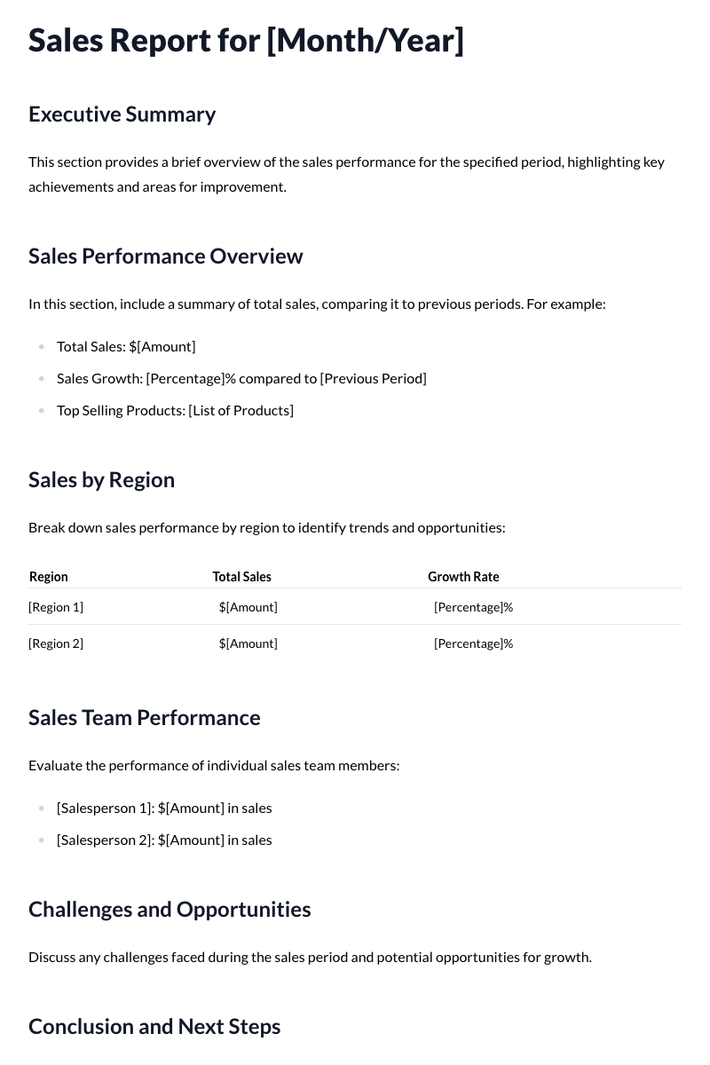Sales Reports Template