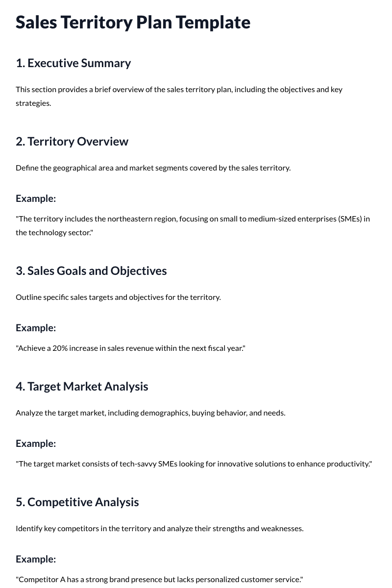 Sales Territory Plan Template