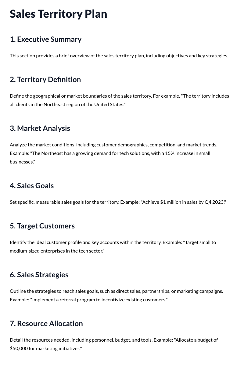 Sales Territory Plan
