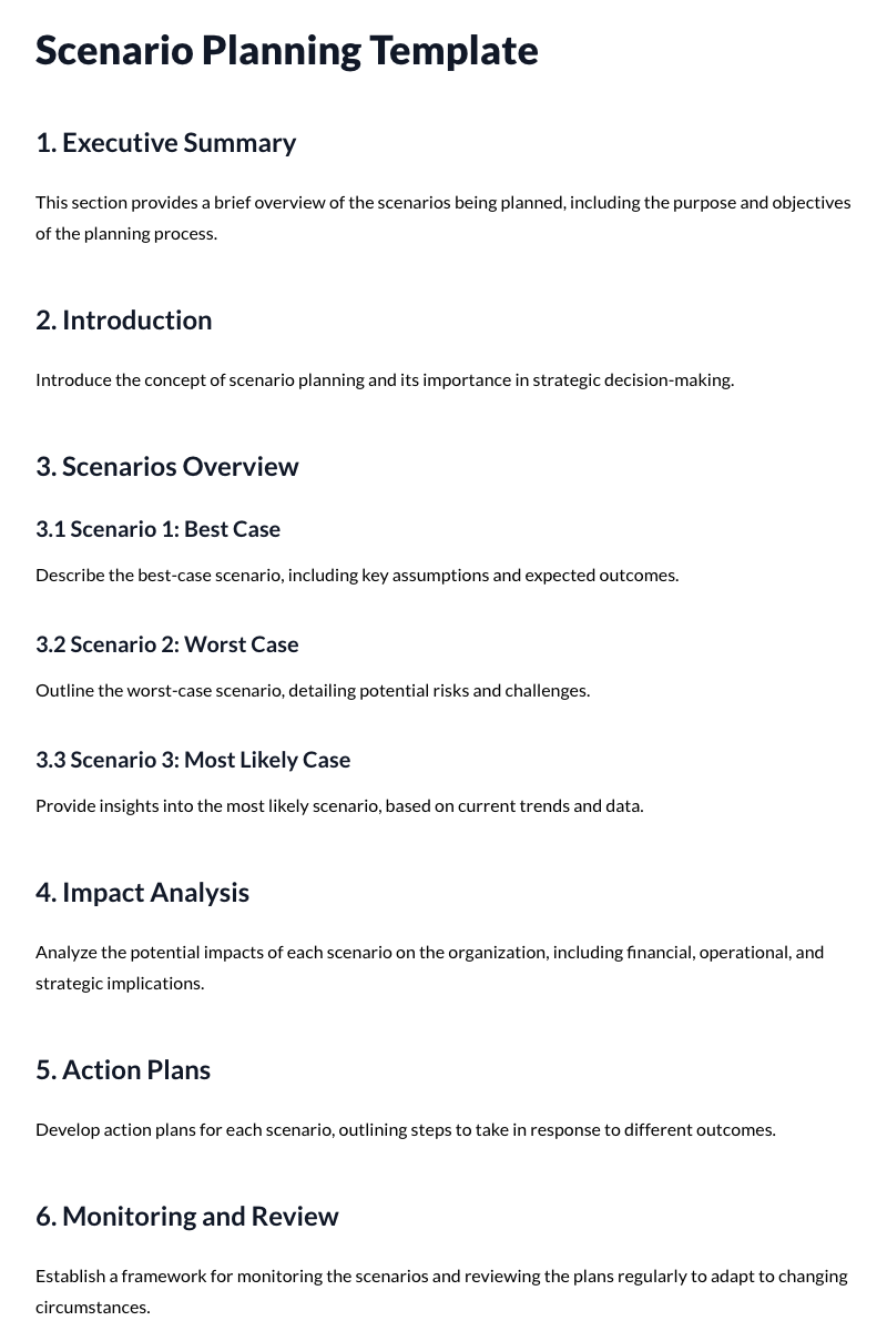 Scenario Planning Templates