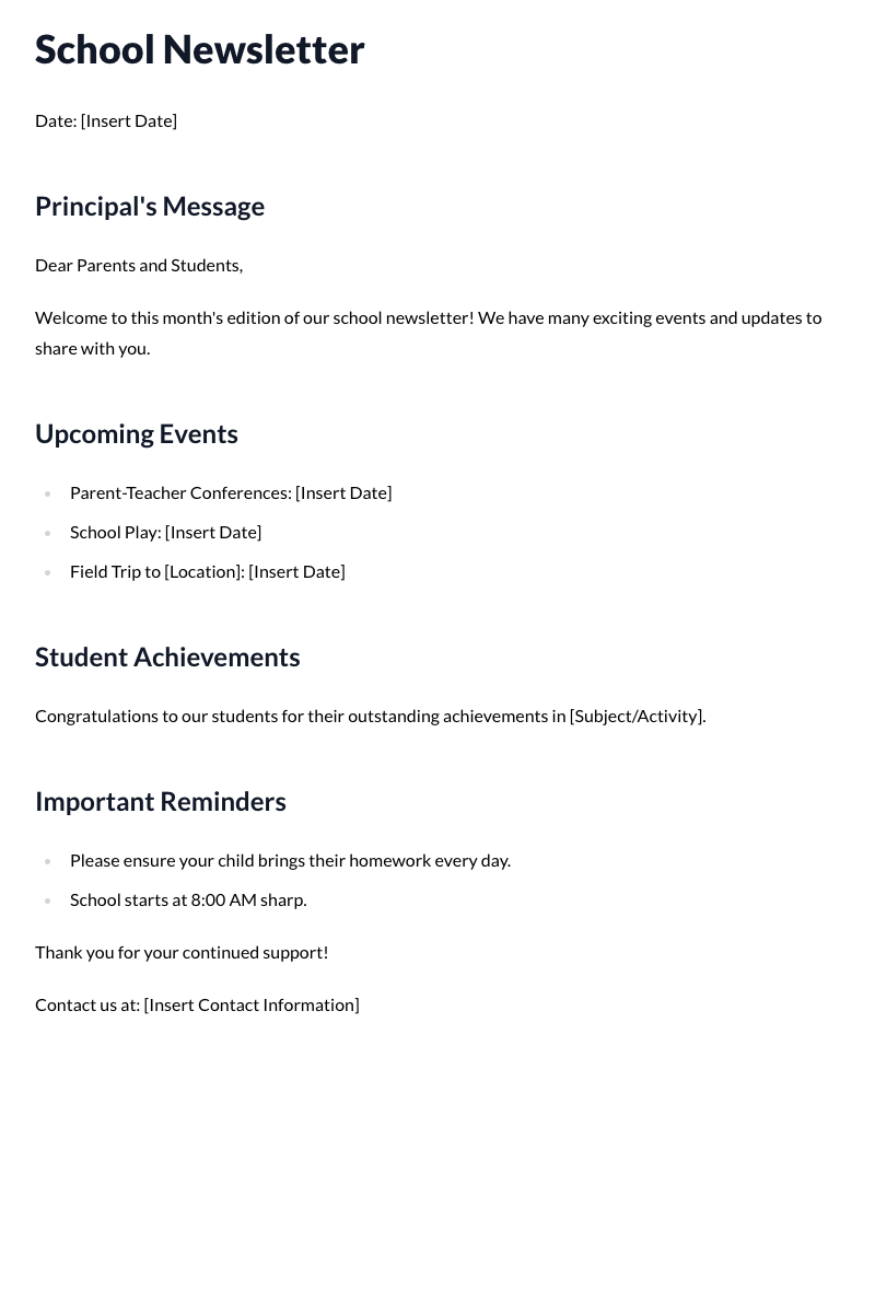 School Newsletter Template