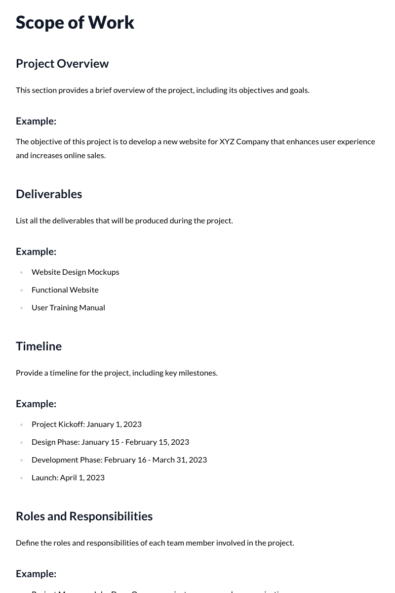 Scope of Work Template