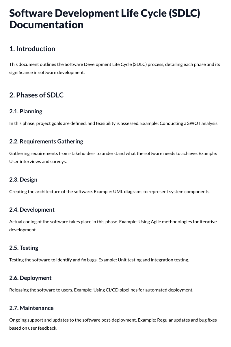 Software Development Life Cycle (SDLC) Documentation