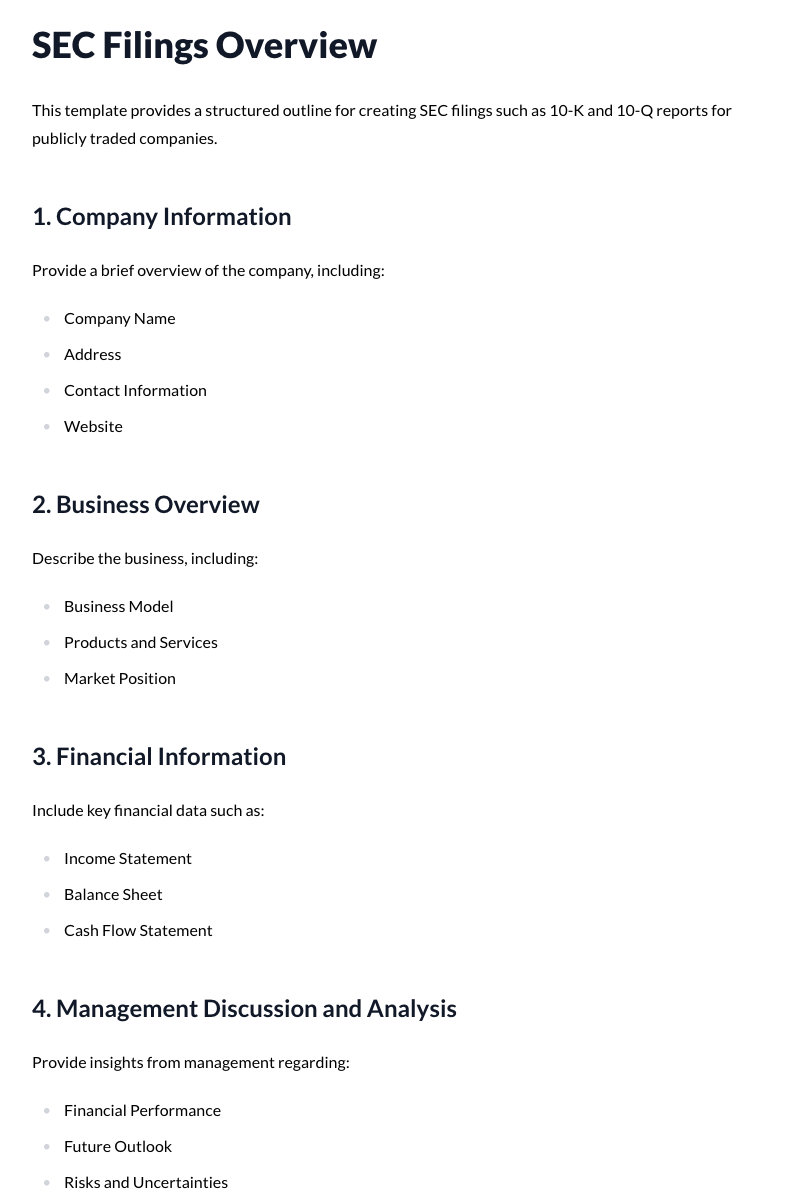 SEC Filings Template