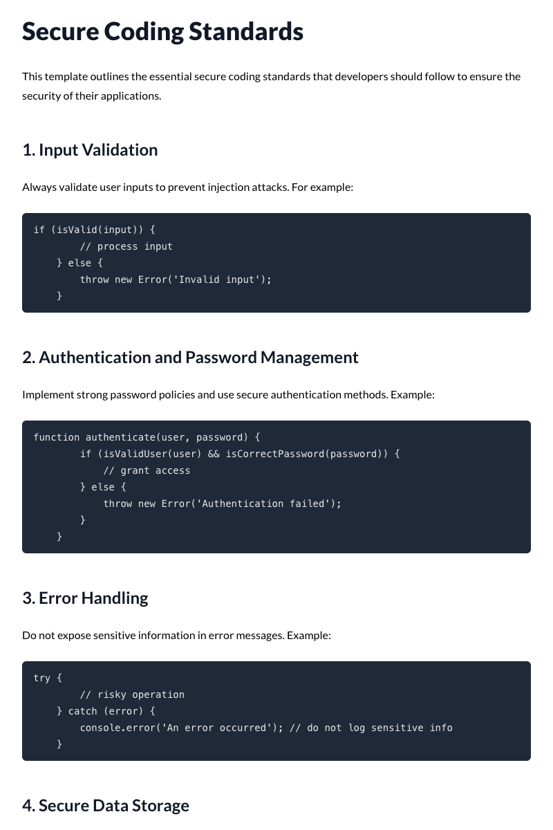 Secure Coding Standards Template