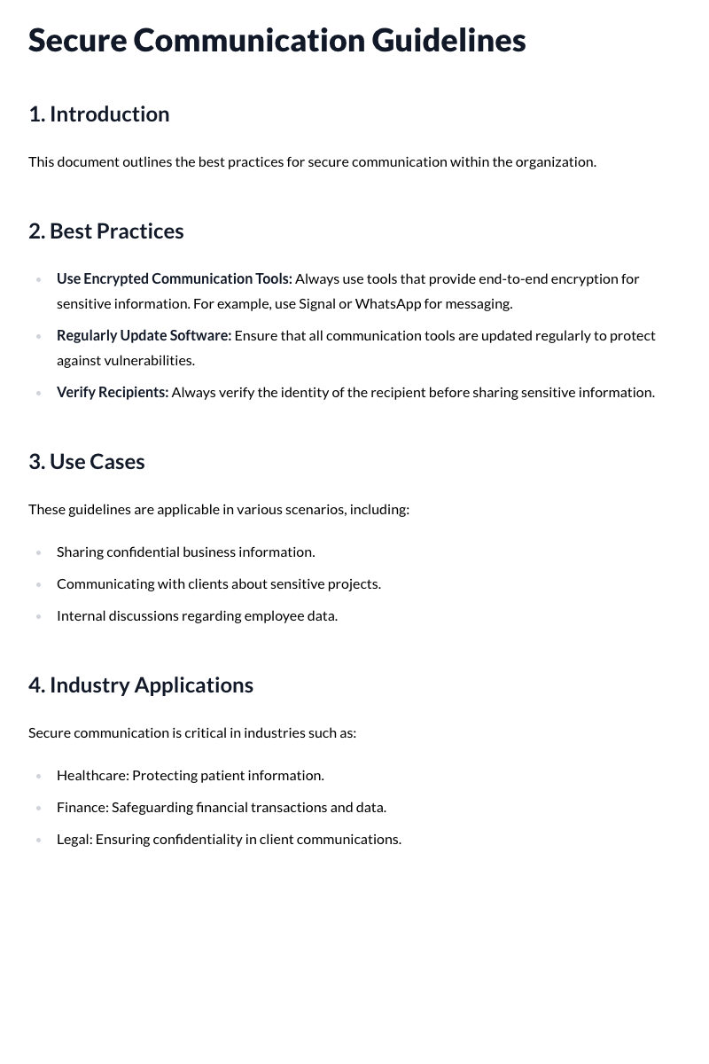 Secure Communication Guidelines Template