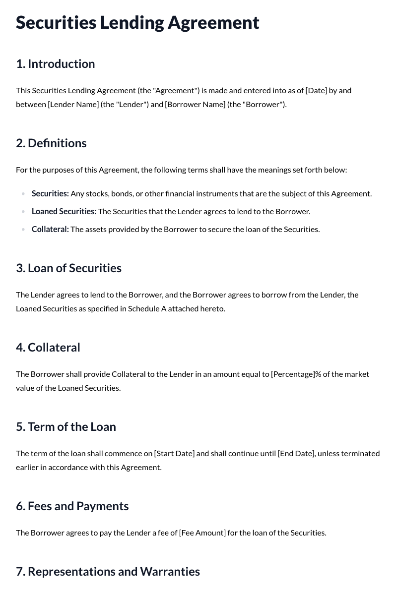 Securities Lending Agreements