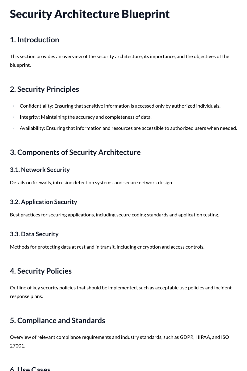 Security Architecture Blueprint Template