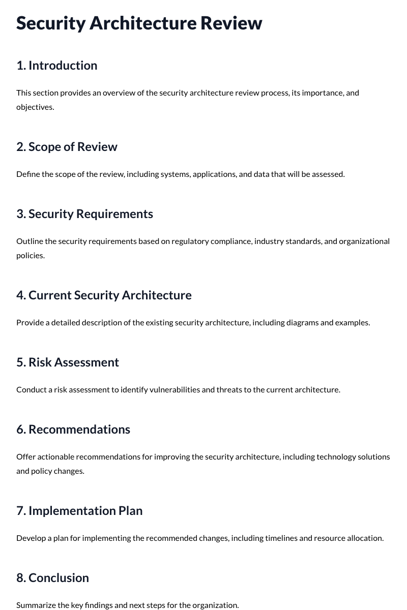 Security Architecture Review Template