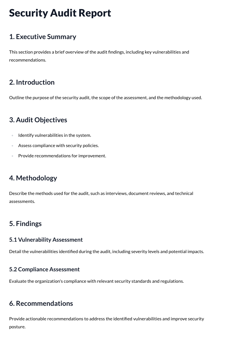 Security Audit Report Template