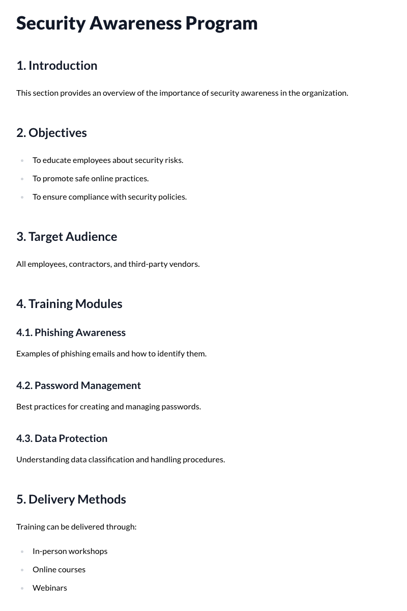 Security Awareness Program Template