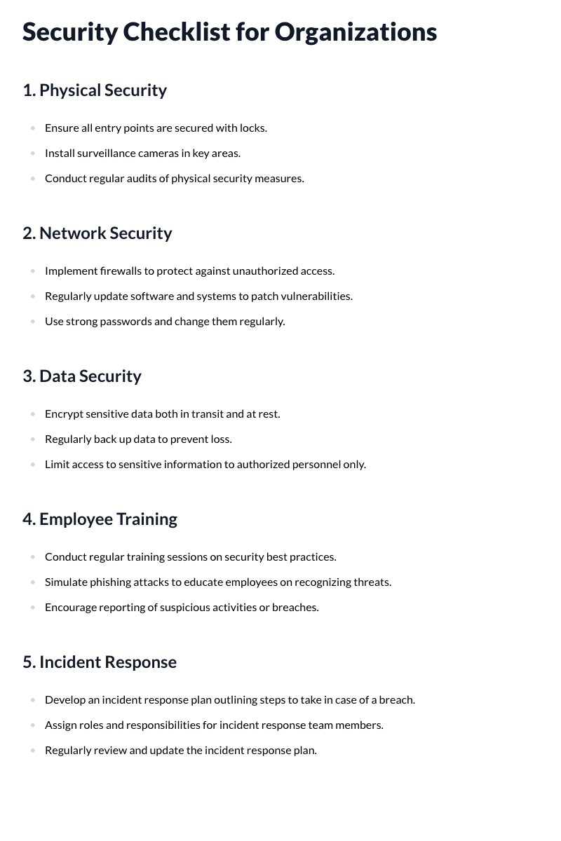 Security Checklists