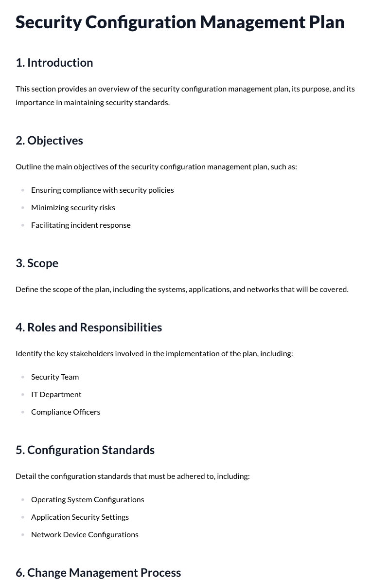 Security Configuration Management Plans