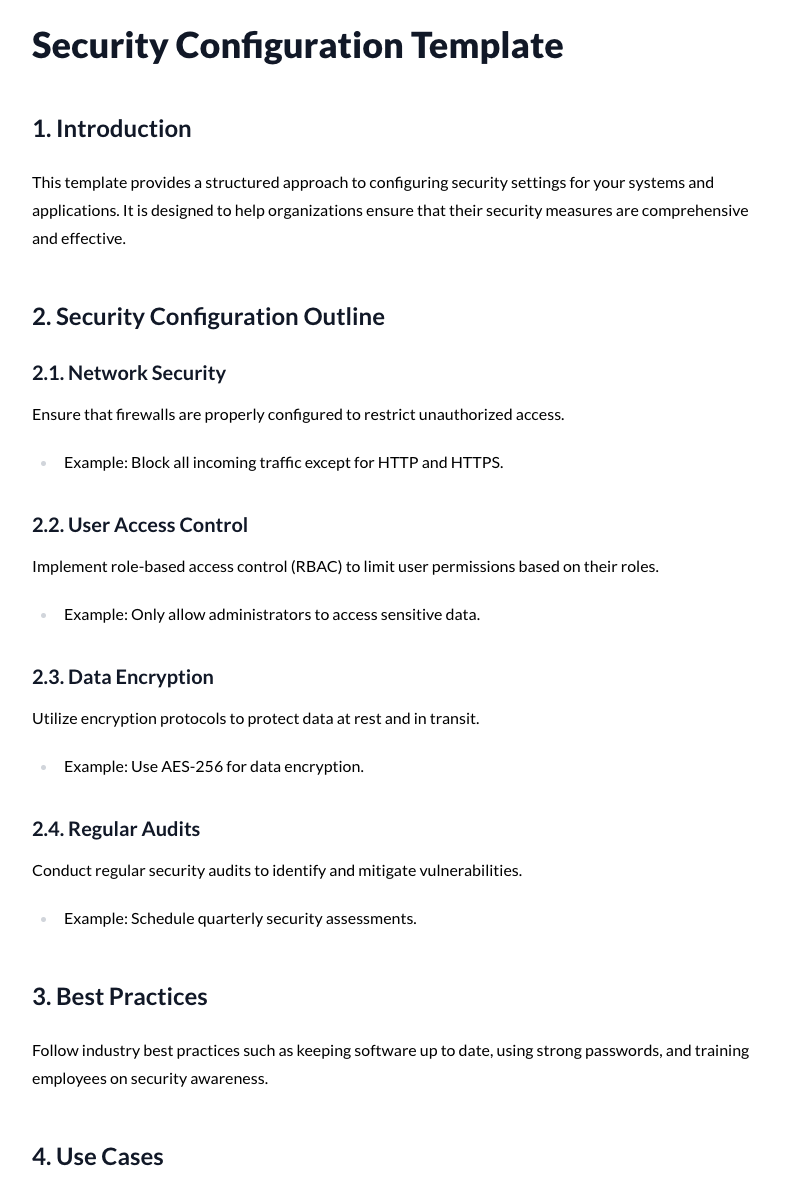 Security Configuration Template