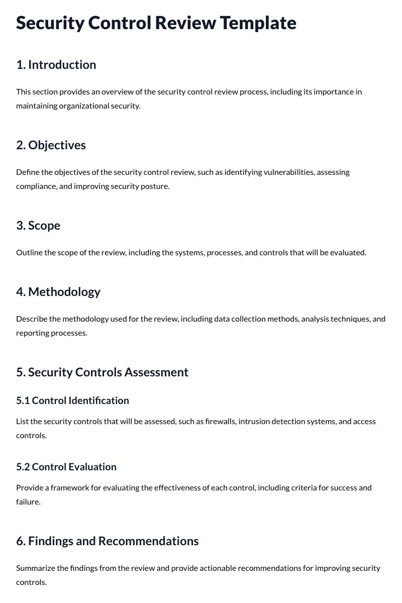 Security Control Review Template