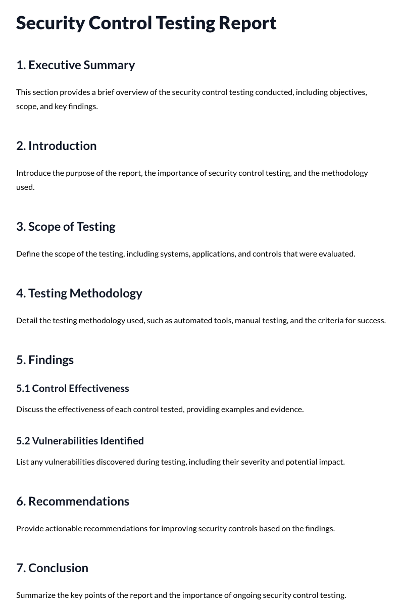 Security Control Testing Report Template