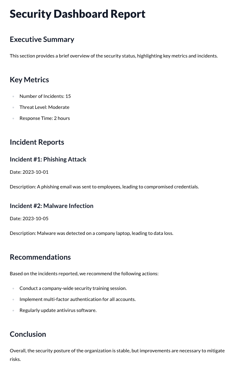 Security Dashboard Report Template