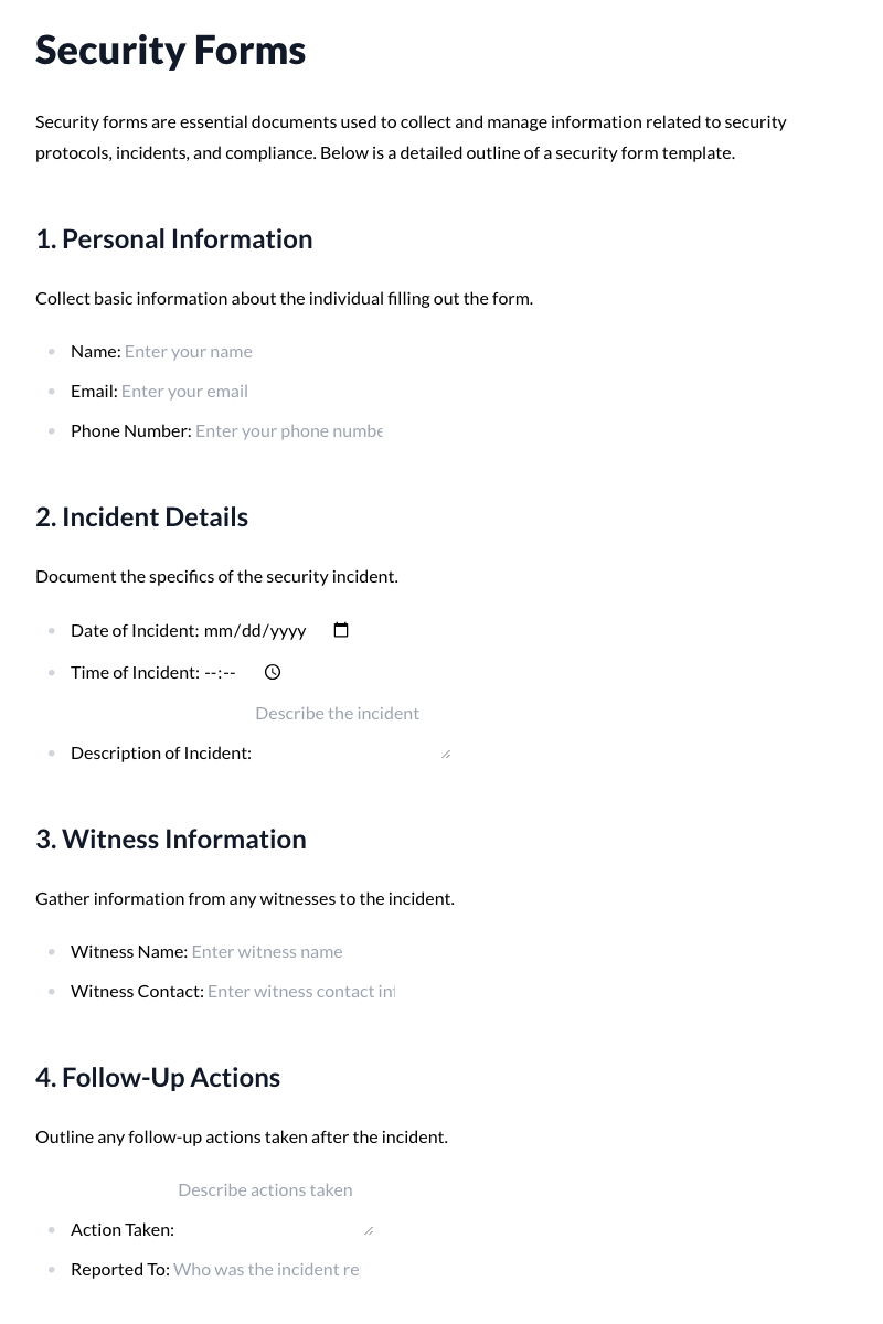Security Forms