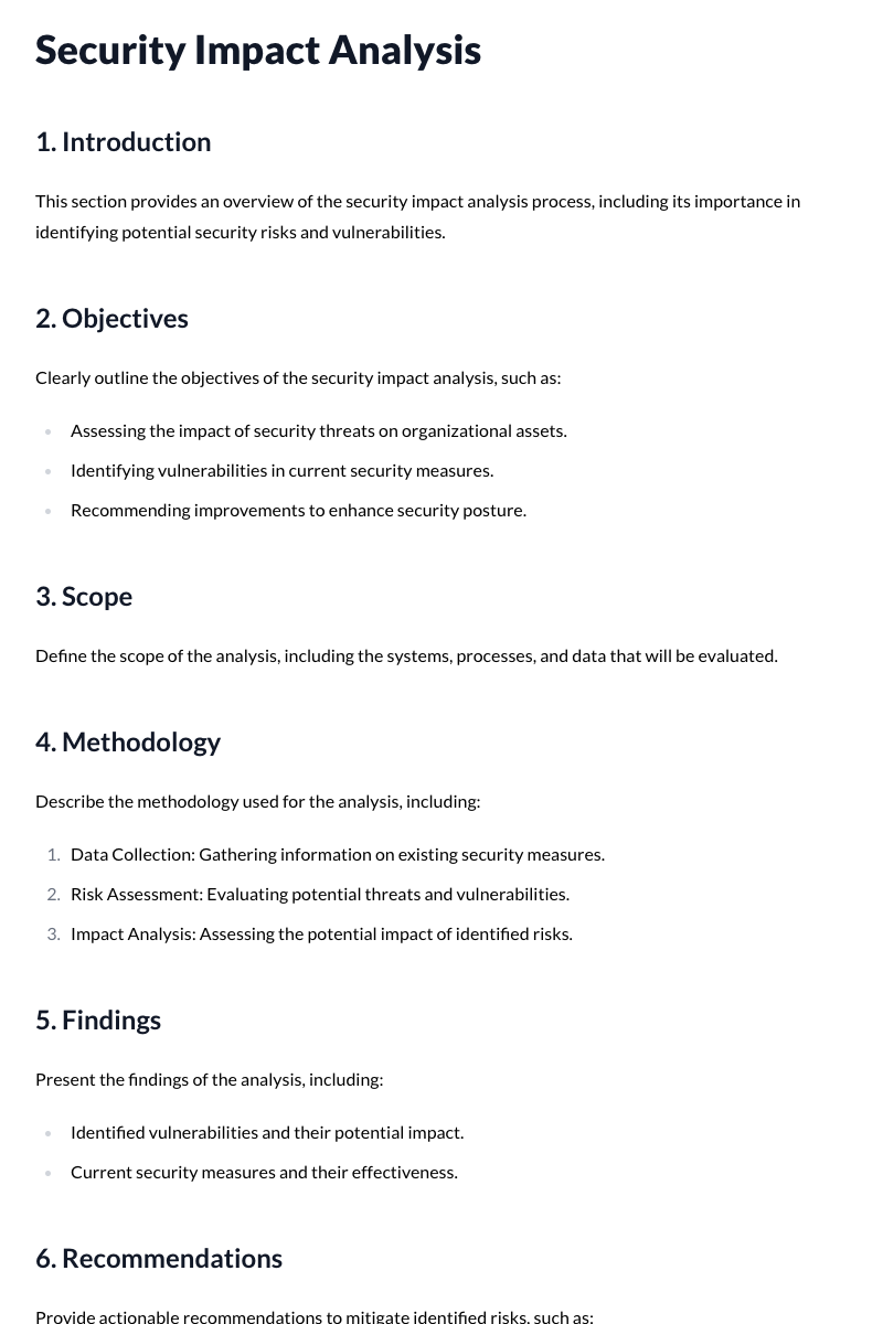 Security Impact Analysis Template