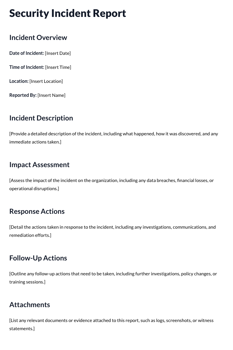 Security Incident Report Template