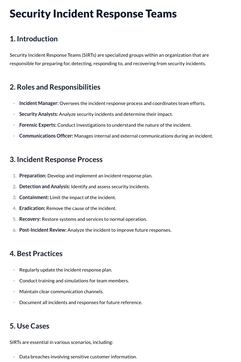 Security Incident Response Teams