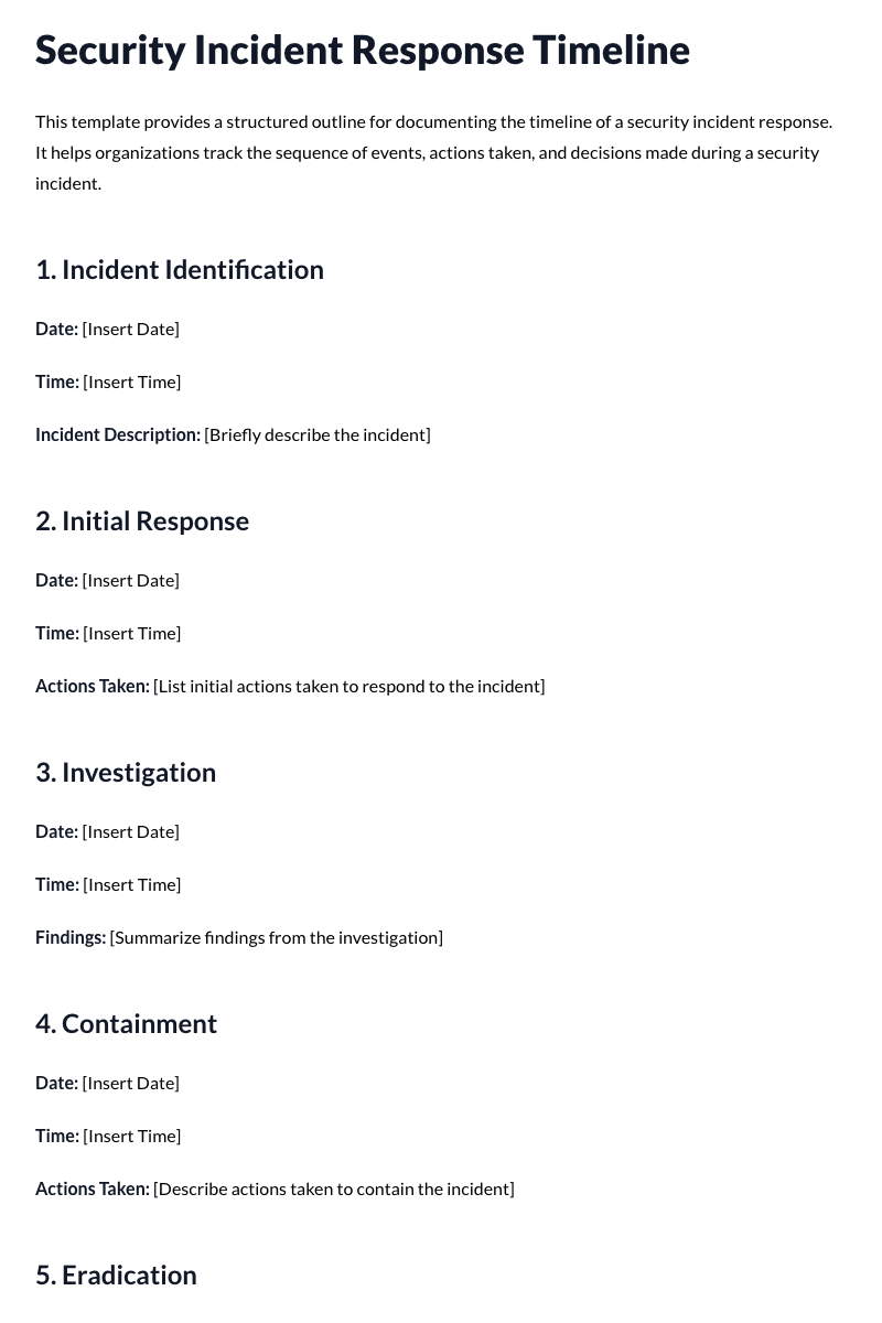 Security Incident Response Timeline Template