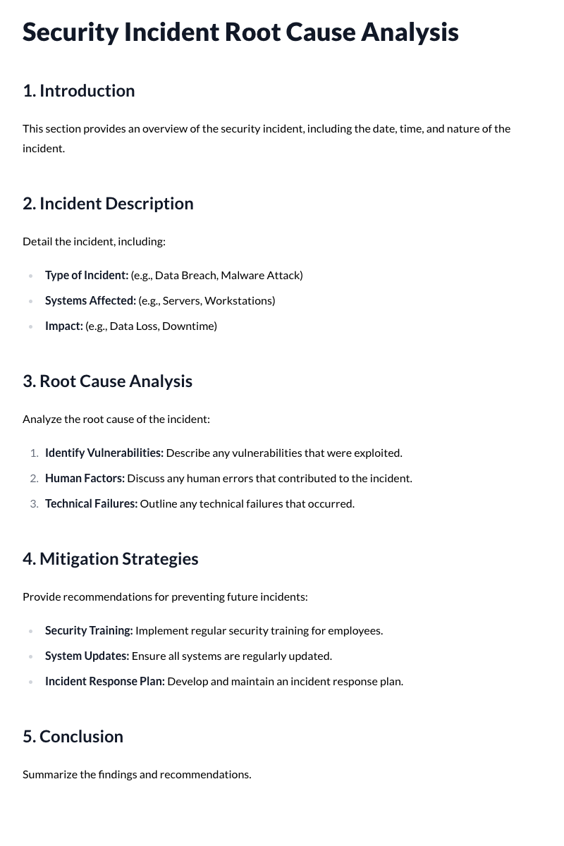 Security Incident Root Cause Analysis Template