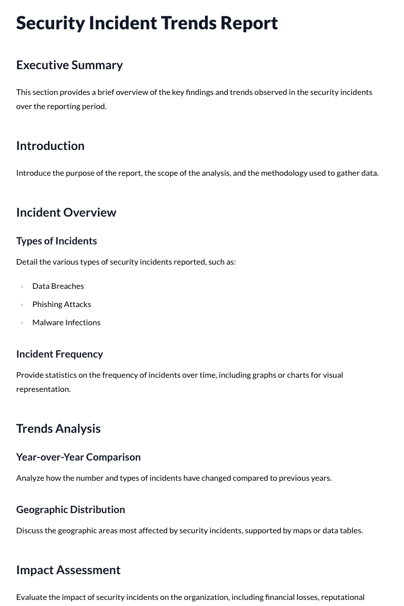 Security Incident Trends Report Template