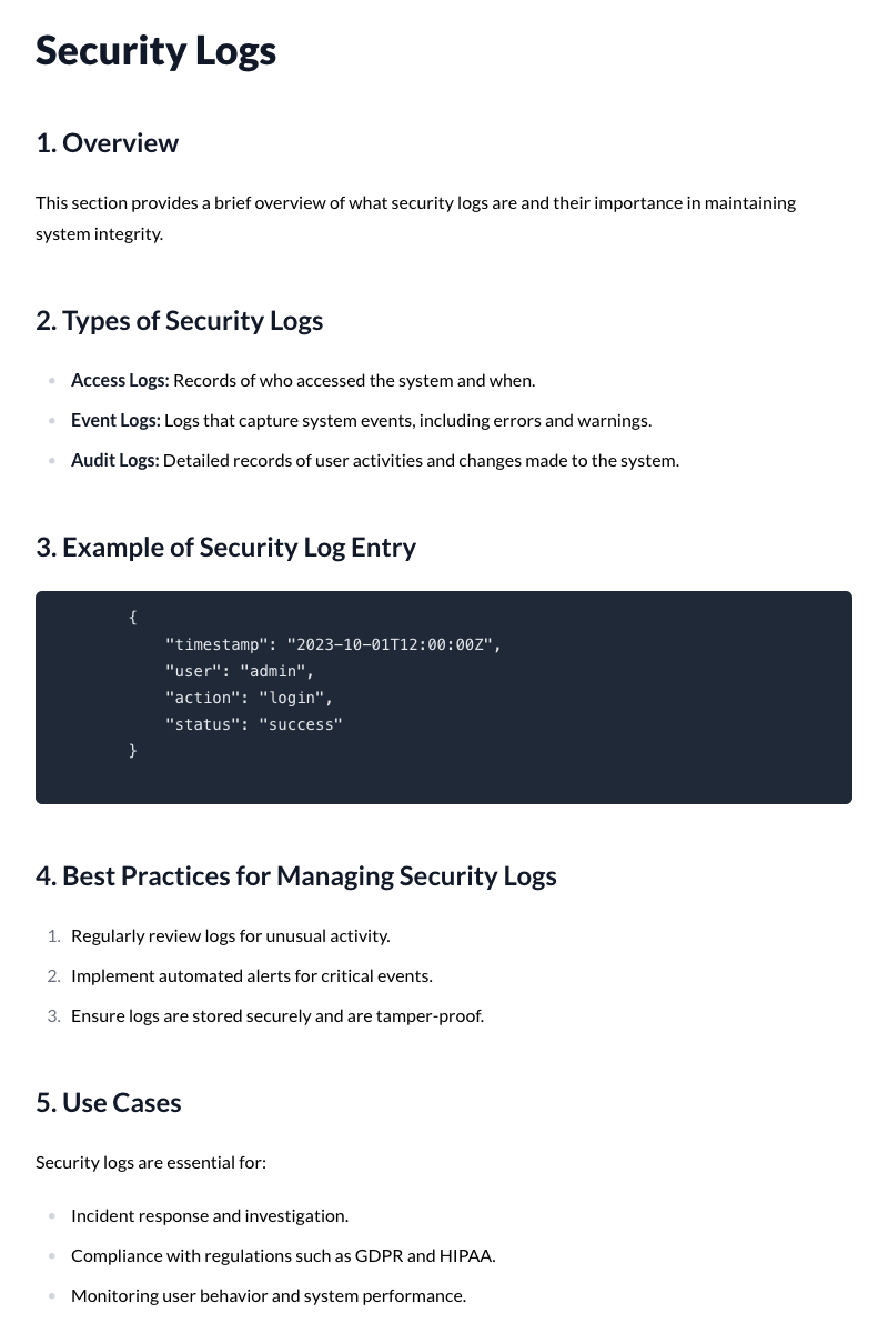 Security Logs Template