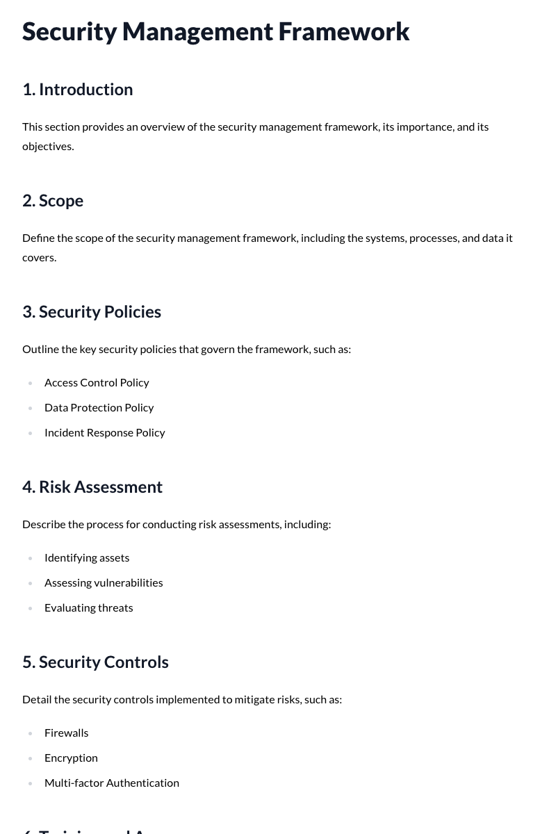 Security Management Framework Template