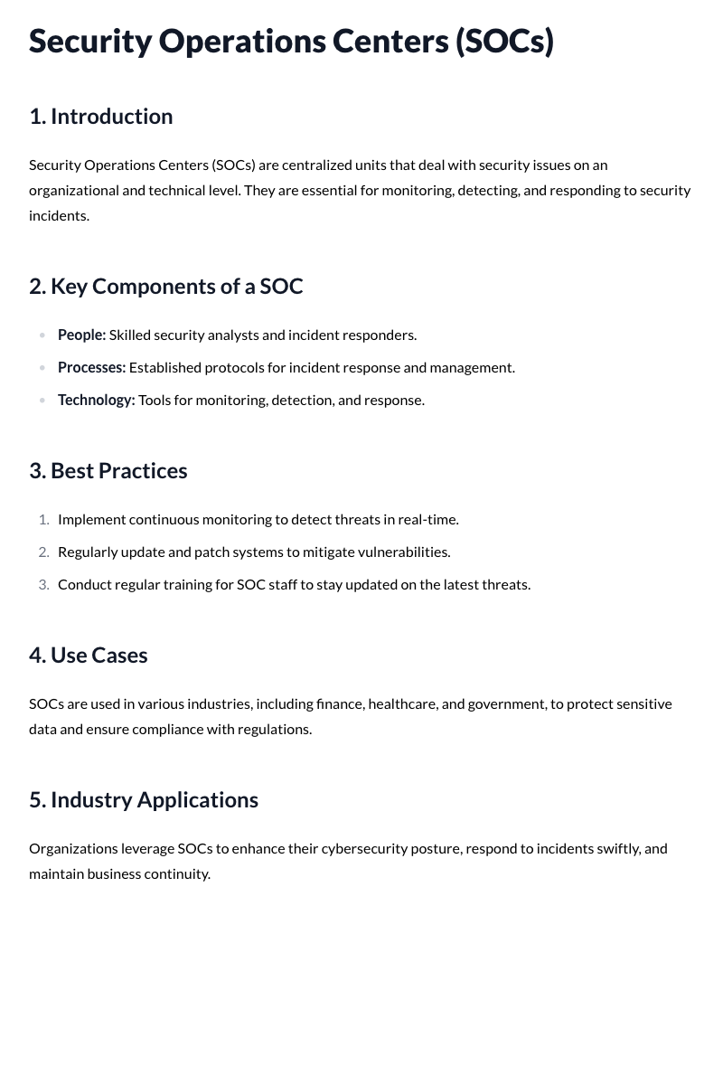 Security Operations Centers (SOCs) Template