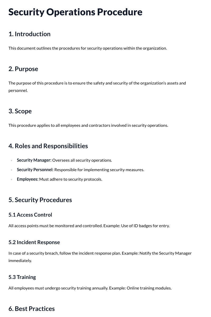 Security Operations Procedure Template