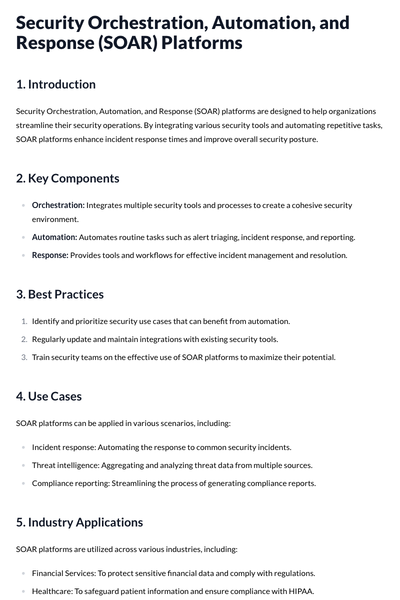 Security Orchestration, Automation, and Response (SOAR) Platforms