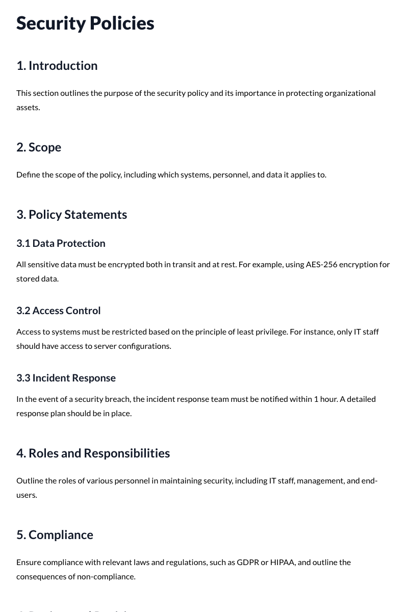 Security Policies Template