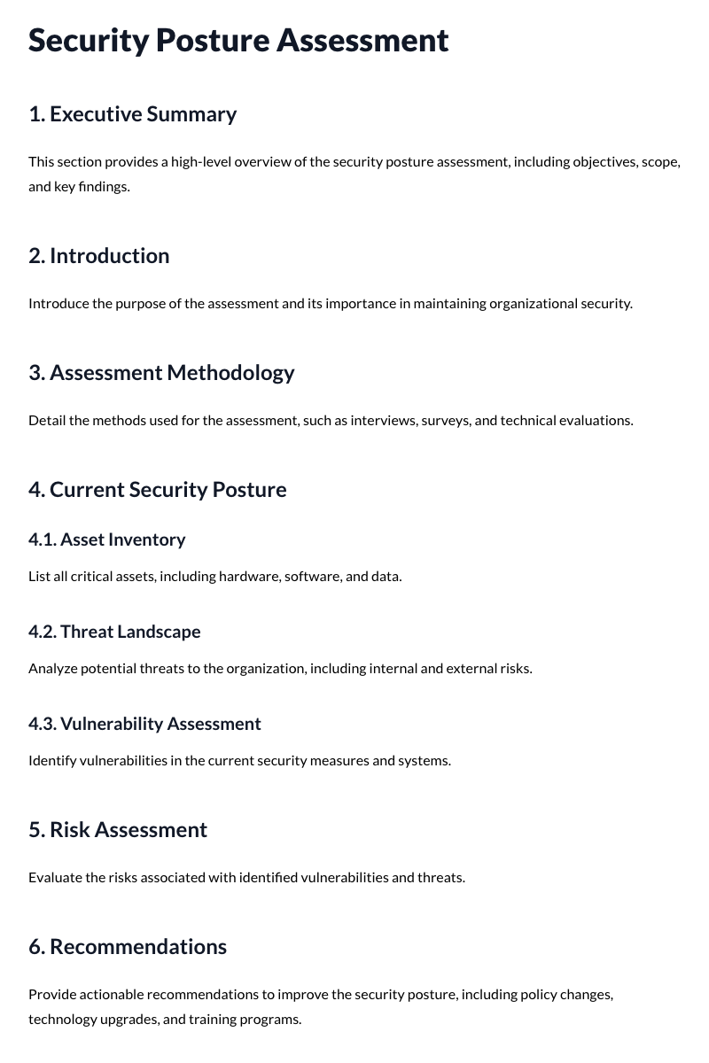 Security Posture Assessment Template