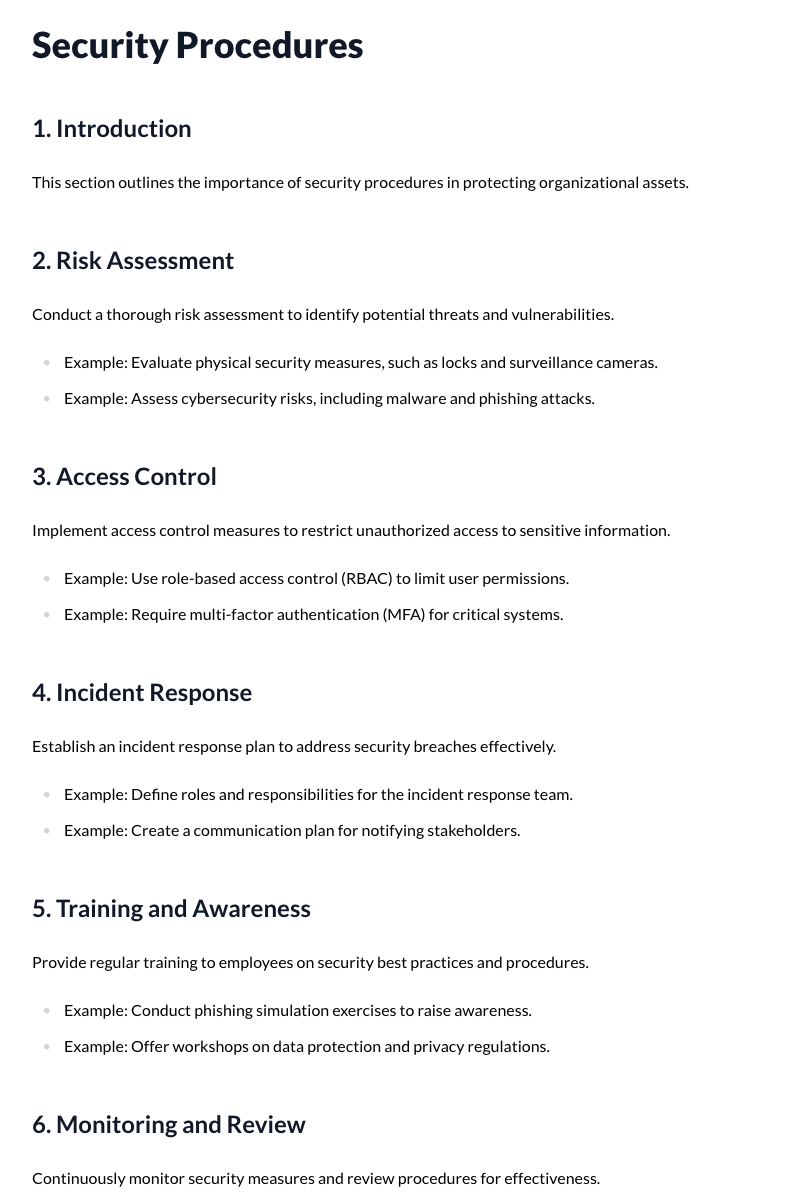 Security Procedures Template