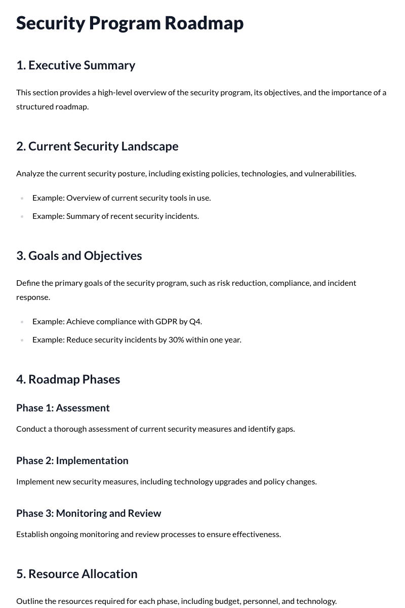 Security Program Roadmap Template