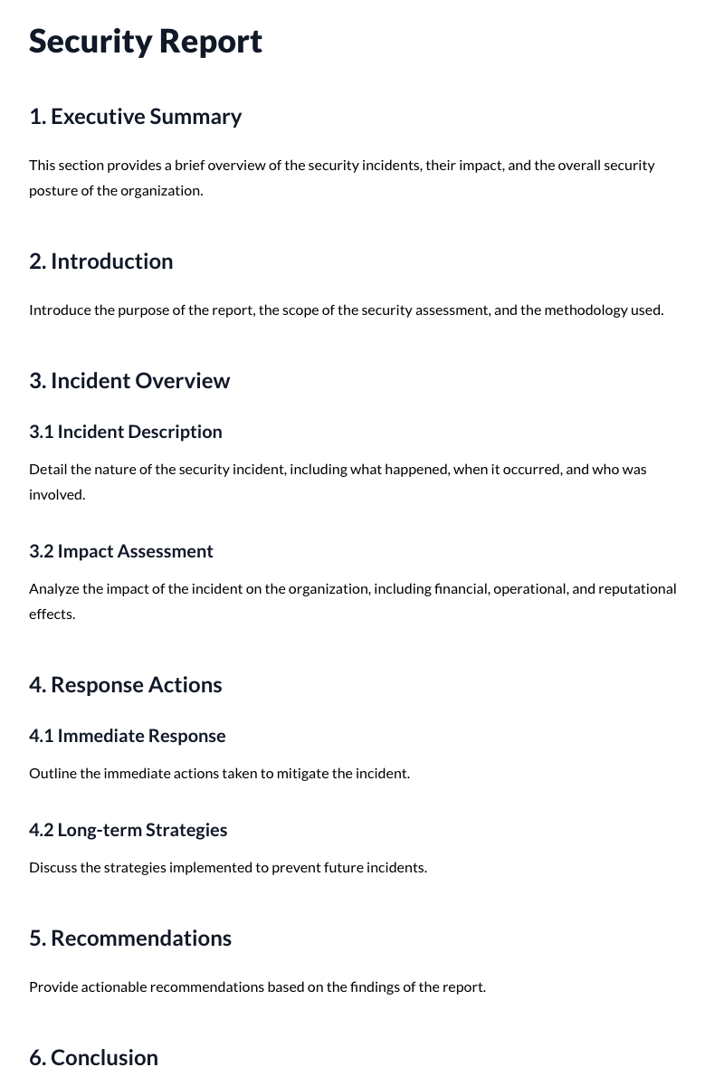 Security Reports Template