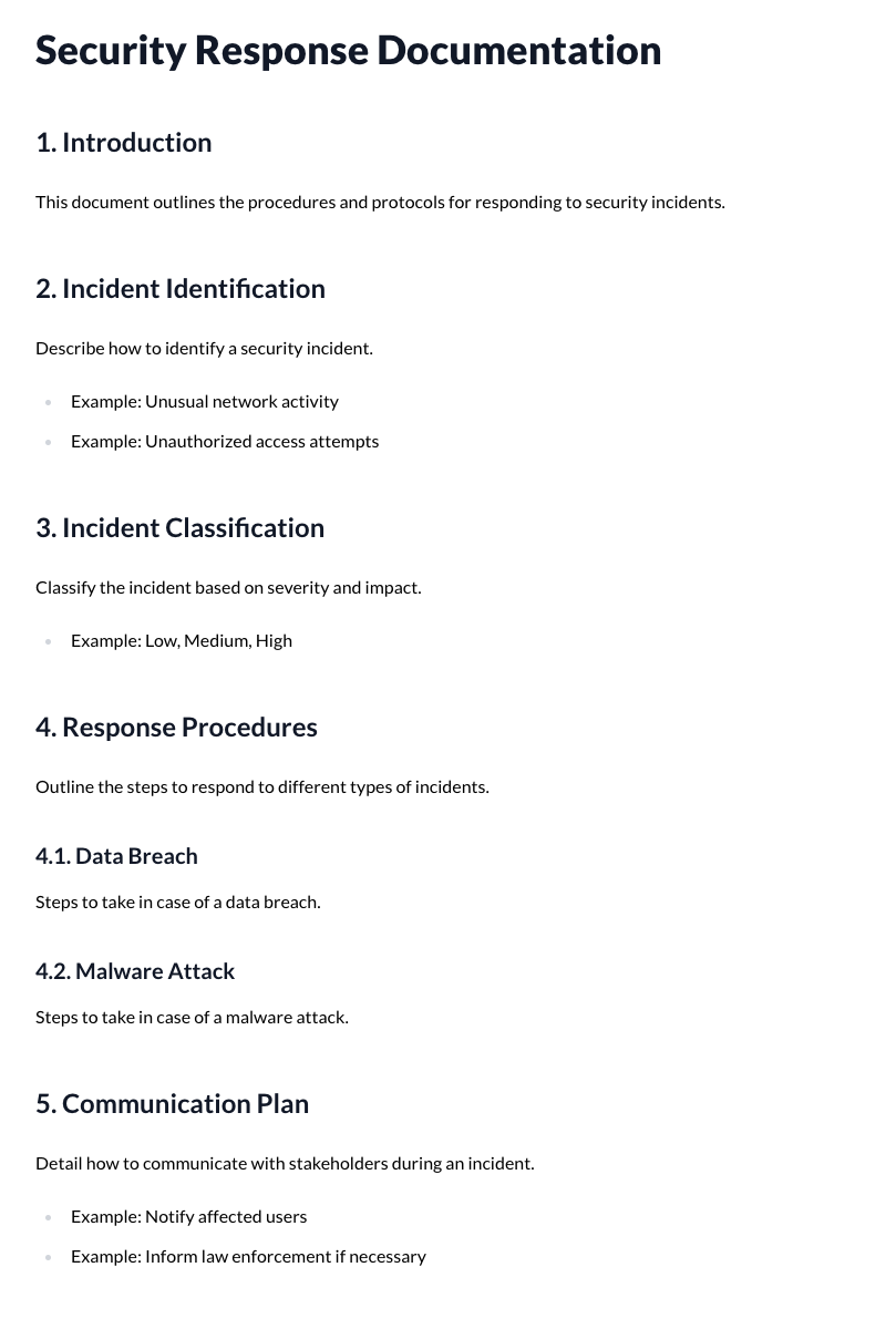 Security Response Documentation Template