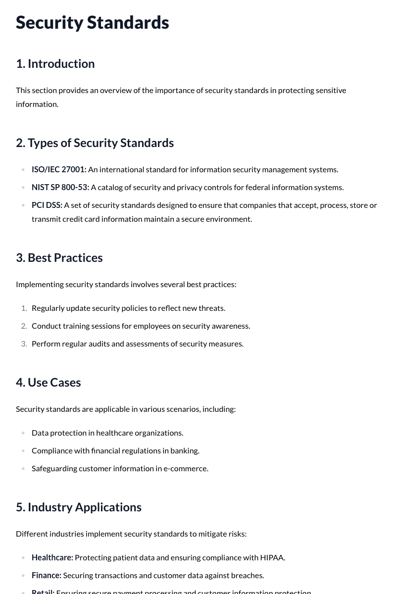 Security Standards Template