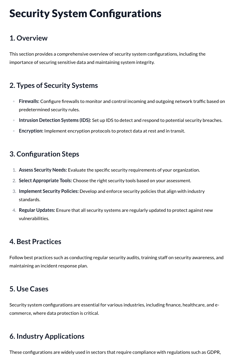 Security System Configurations