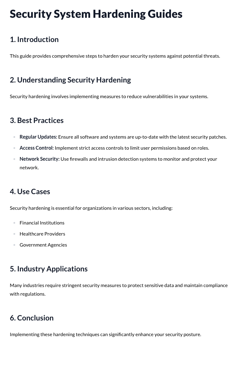 Security System Hardening Guides